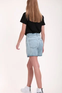 Teddy Smith Short coupe 5 poches taille haute S-MOM ROLLER FRIPP/INDIGO CLAIR Flash Sale