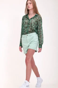 Teddy Smith Short coupe 5 poches taille haute S-MOM ROLLER CO STONE MINT STONEMINT Best Sale