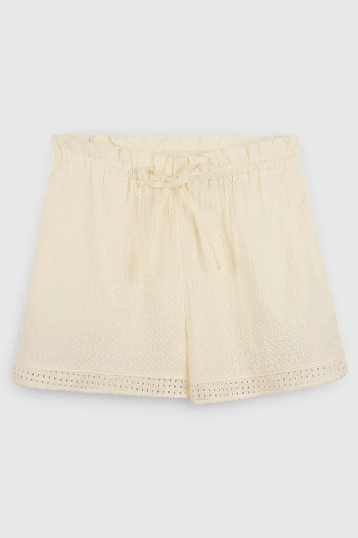 Teddy Smith Short en broderie anglaise S-CRONY MIDDLE WHITE Store