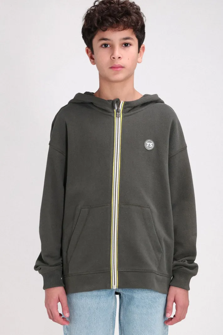 Teddy Smith Sweat zippé à capuche coupe large GICLASS HORT HZ KAKI BELUGA Clearance