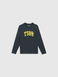 Teddy Smith T-shirt col rond EVAN ML JR VERT SCARABE Best Sale