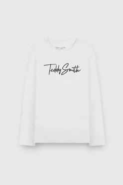 Teddy Smith T-shirt col rond EVAN ML JR  BLANC Discount