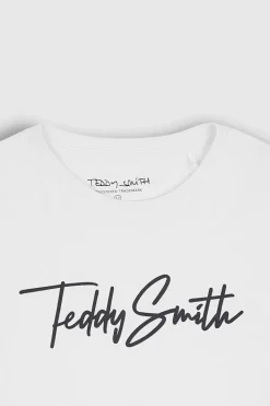 Teddy Smith T-shirt col rond EVAN ML JR  BLANC Discount
