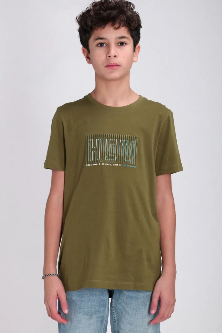 Teddy Smith T-shirt col rond manches courtes T-NEO MC JR TROPICAL OLIVE TROPICALOLIVE Best Sale