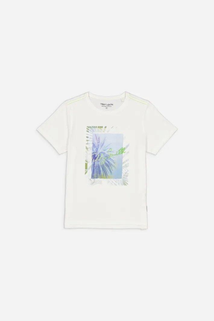 Teddy Smith T-shirt col rond manches courtes T-PATCH MC JR MIDDLE WHITE Outlet