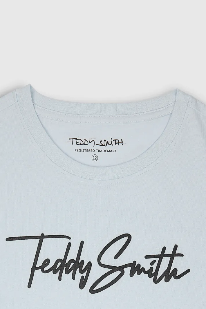 Teddy Smith T-shirt col rond manches courtes T-EVAN MC JR BLEU CLAIR BLEUCLAIR Hot