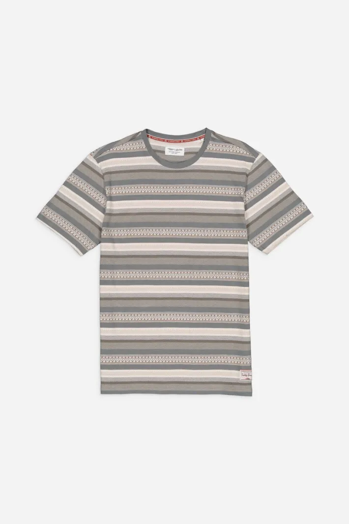 Teddy Smith T-shirt col rond manches courtes en jacquard T-EGAN MC FADED KAKI Outlet