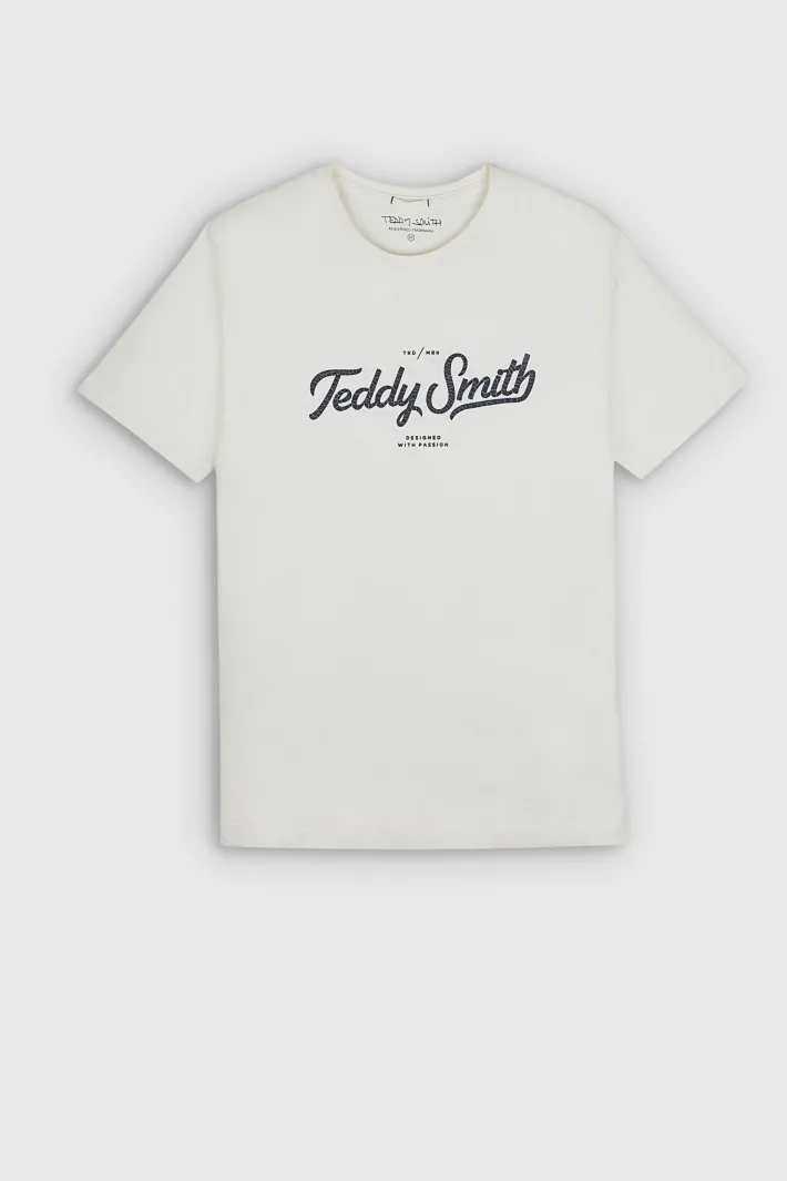 Teddy Smith T-shirt col rond manches courtes T-JANICK MC MIDDLE WHITE Fashion