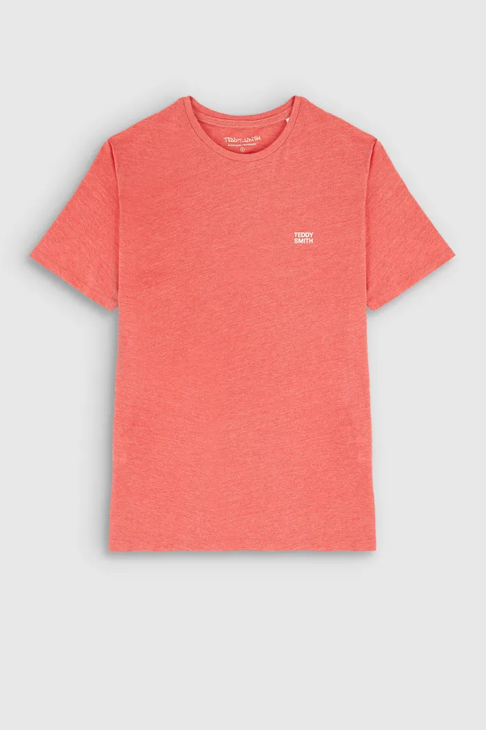Teddy Smith T-shirt col rond manches courtes THE TEE 1 MC ROUGE CORAIL CHINE ROUGECORAILCHINE Discount