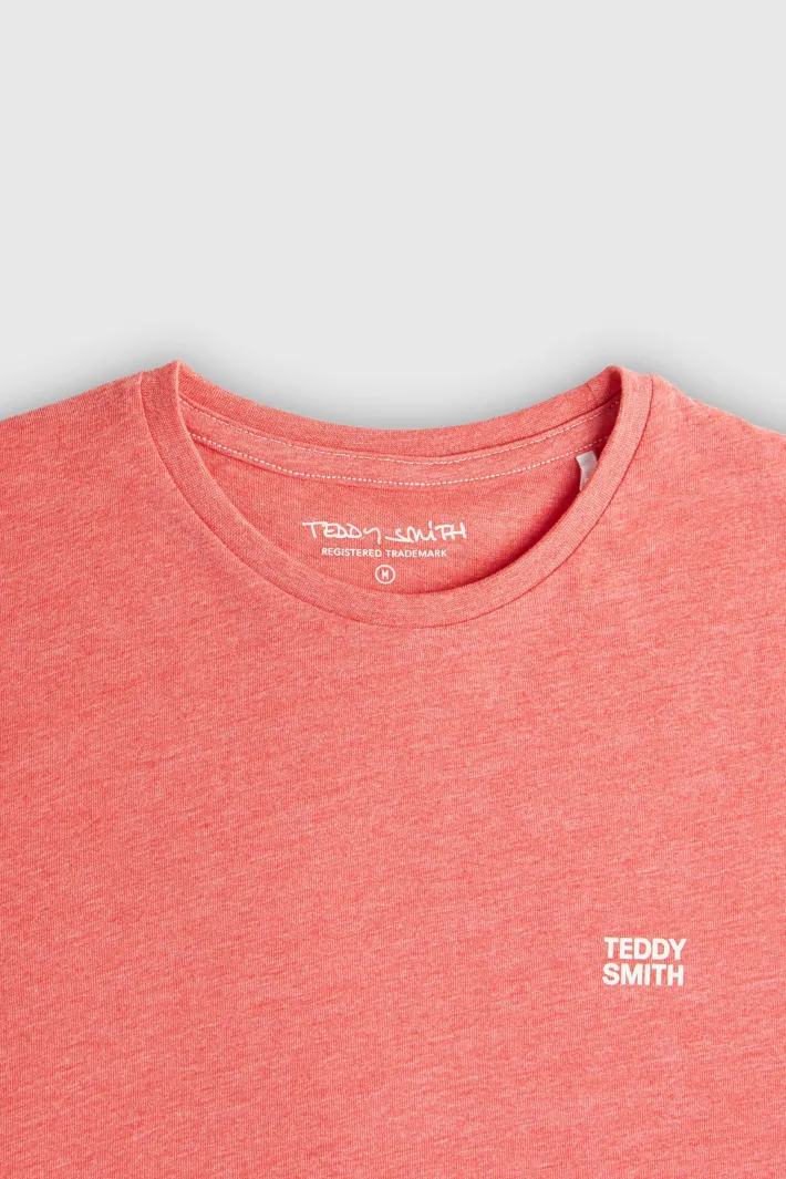 Teddy Smith T-shirt col rond manches courtes THE TEE 1 MC ROUGE CORAIL CHINE ROUGECORAILCHINE Discount