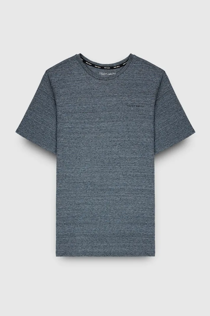 Teddy Smith T-shirt col rond manches courtes T-NARK CHINE MC TOTAL NAVY CHINE/BLAN Outlet