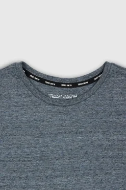 Teddy Smith T-shirt col rond manches courtes T-NARK CHINE MC TOTAL NAVY CHINE/BLAN Outlet