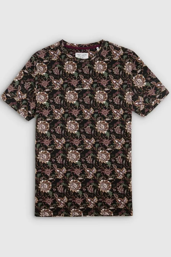 Teddy Smith T-shirt col rond manches courtes T-ANTONE MC CHARBON/FLEUR Sale