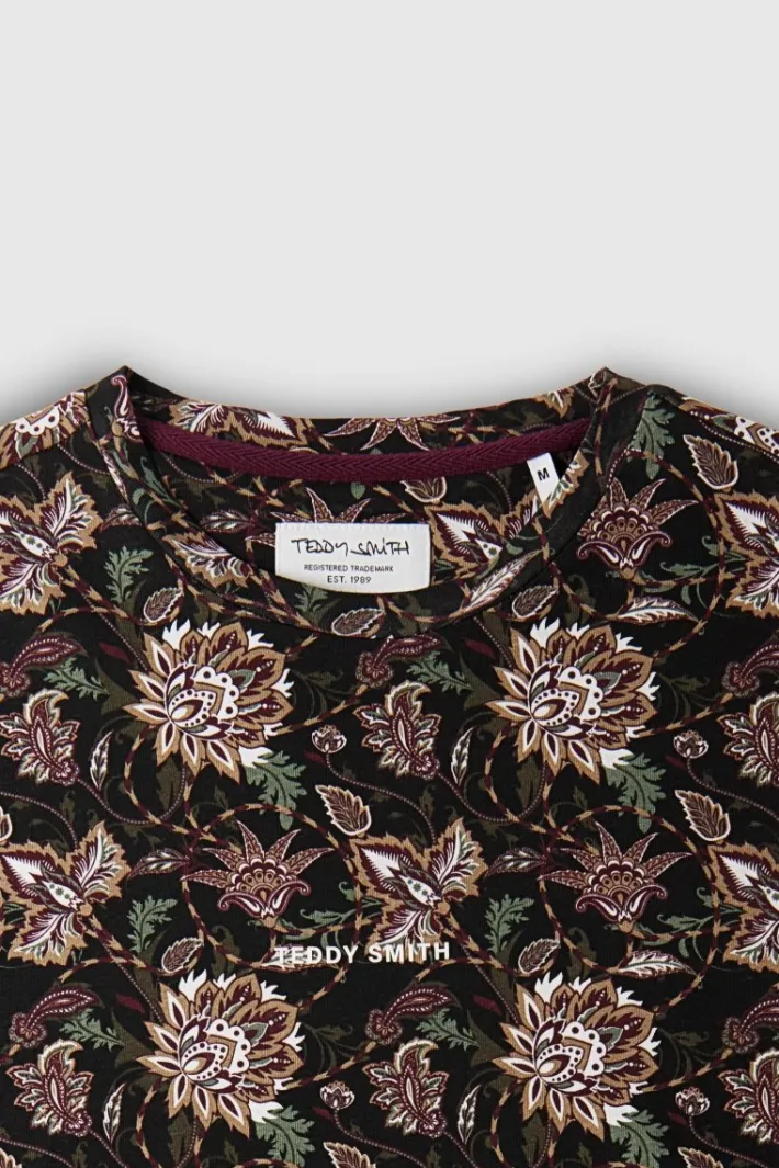 Teddy Smith T-shirt col rond manches courtes T-ANTONE MC CHARBON/FLEUR Sale