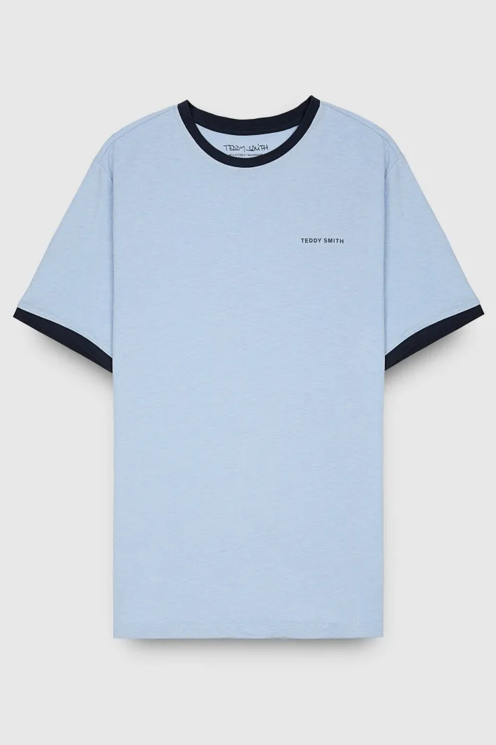 Teddy Smith T-shirt col rond manches courtes THE TEE 2 R MC BLEU ECUME CHINE BLEUECUMECHINE Shop
