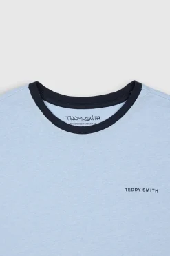 Teddy Smith T-shirt col rond manches courtes THE TEE 2 R MC BLEU ECUME CHINE BLEUECUMECHINE Shop
