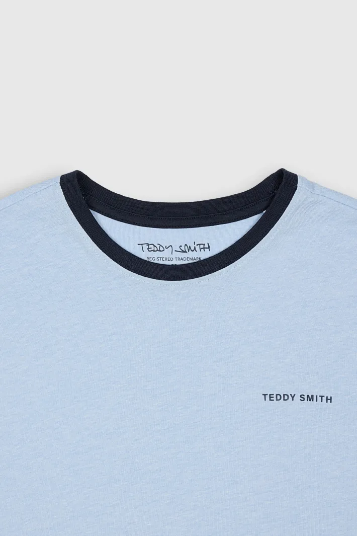 Teddy Smith T-shirt col rond manches courtes THE TEE 2 R MC BLEU ECUME CHINE BLEUECUMECHINE Shop