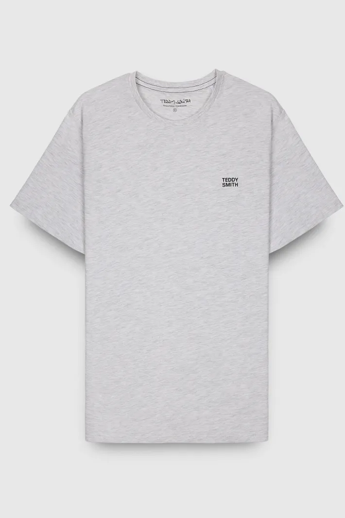 Teddy Smith T-shirt col rond manches courtes THE TEE 1 MC WHITE MELANGE WHITEMELANGE Outlet