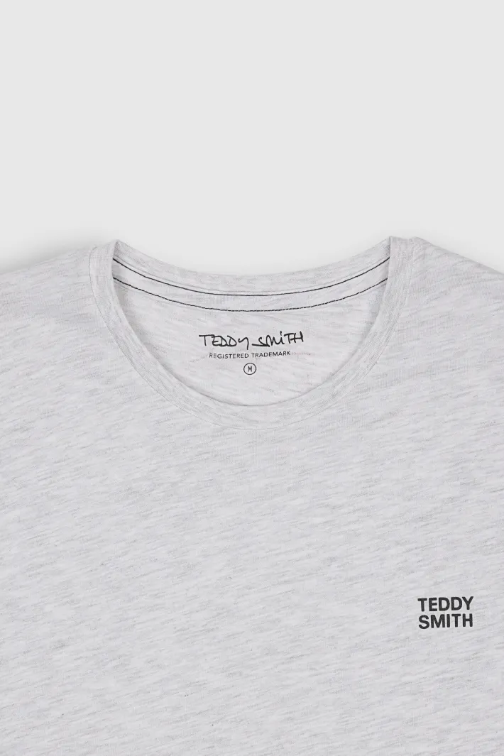 Teddy Smith T-shirt col rond manches courtes THE TEE 1 MC WHITE MELANGE WHITEMELANGE Outlet