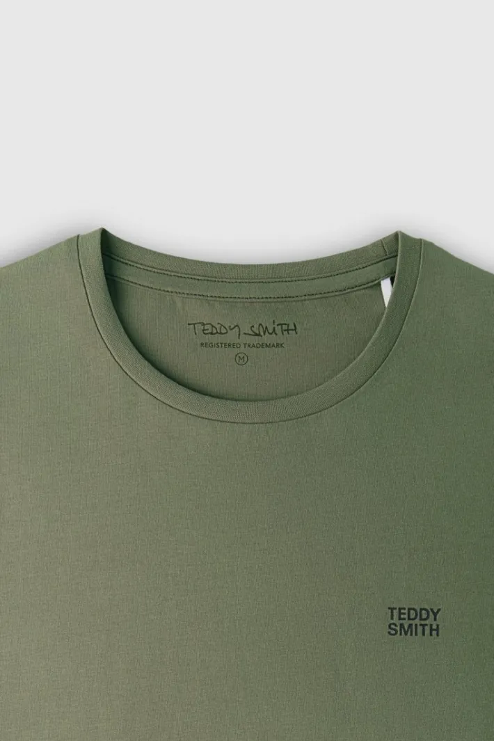 Teddy Smith T-shirt col rond manches courtes THE TEE 1 MC MILITARY KAKI MILITARYKAKI Outlet