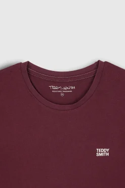Teddy Smith T-shirt col rond manches courtes THE TEE 1 MC DARK WINE DARKWINE Cheap