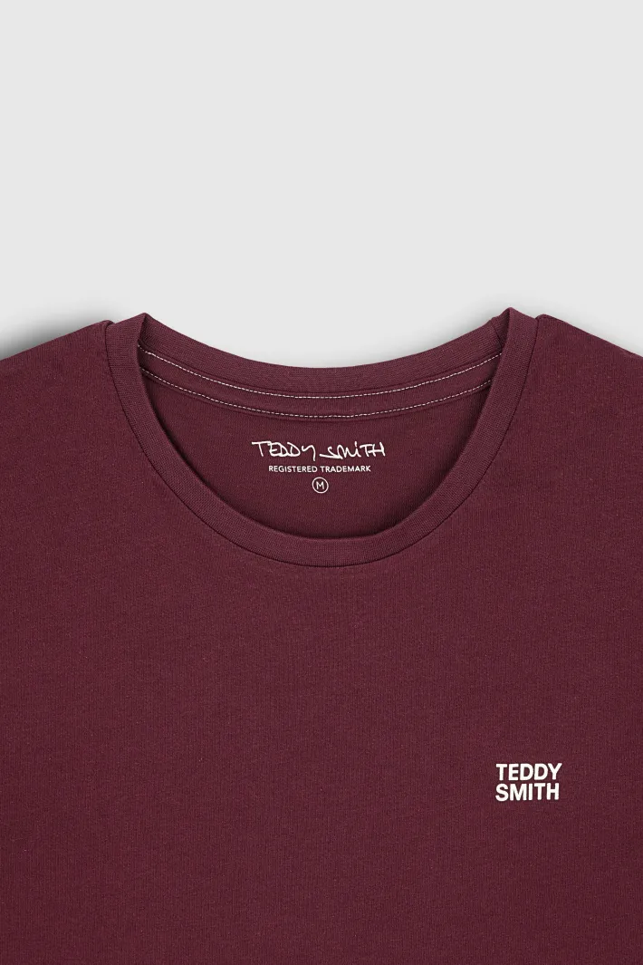 Teddy Smith T-shirt col rond manches courtes THE TEE 1 MC DARK WINE DARKWINE Cheap
