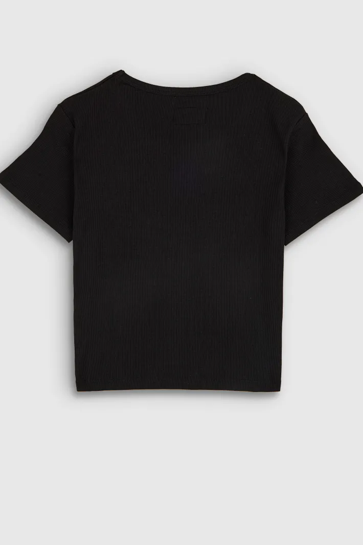 Teddy Smith T-shirt col rond manches courtes T-REMA MC RIB NOIR Online