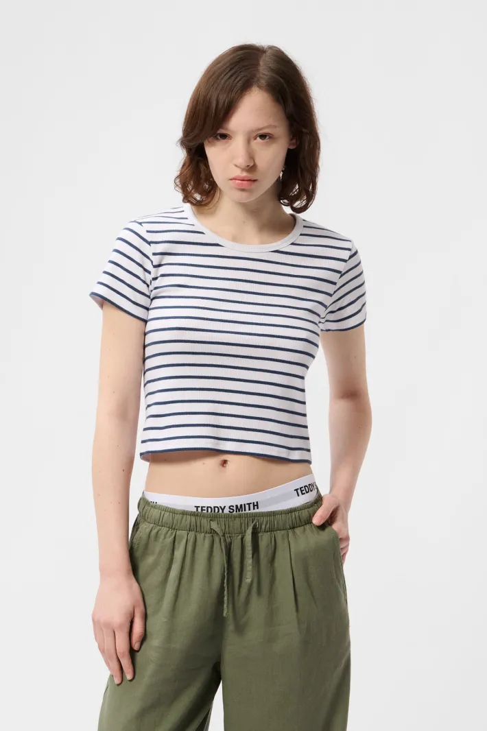 Teddy Smith T-shirt col rond manches courtes T-REMA MC RIB BLANC RAYURES BLANCRAYURES Clearance