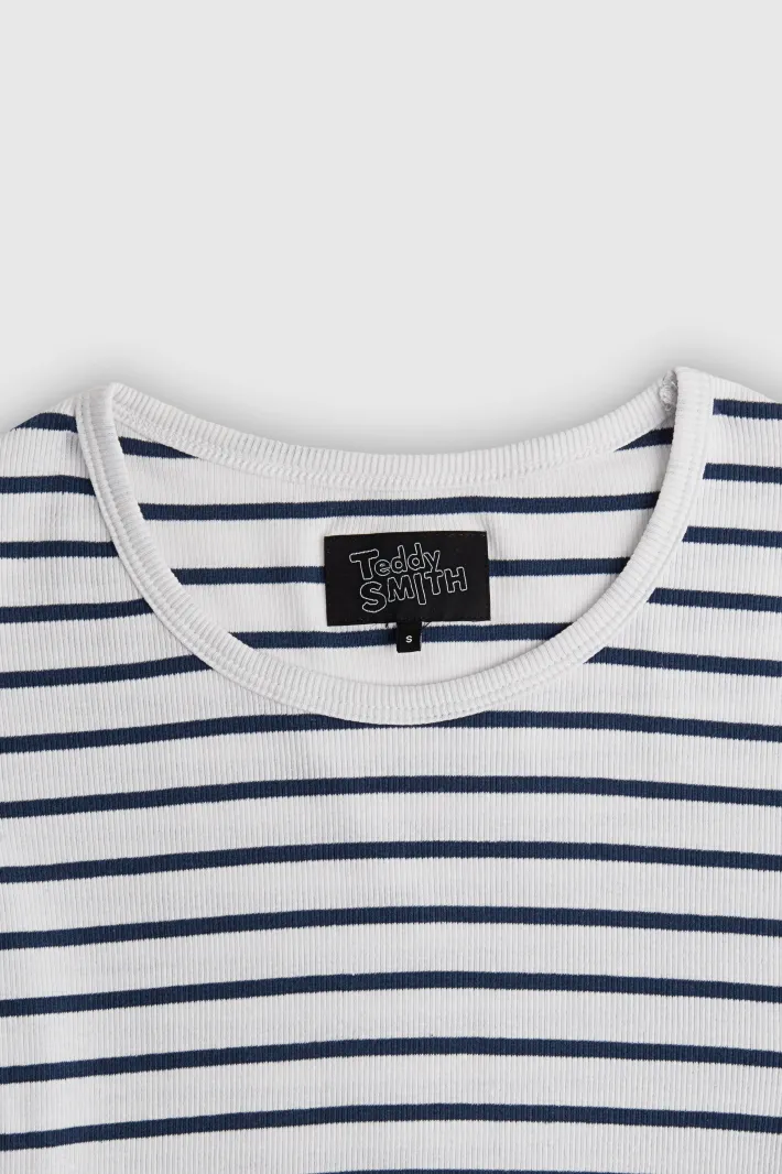 Teddy Smith T-shirt col rond manches courtes T-REMA MC RIB BLANC RAYURES BLANCRAYURES Clearance