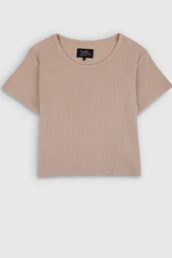 Teddy Smith T-shirt col rond manches courtes T-REMA MC RIB BEIGE Outlet