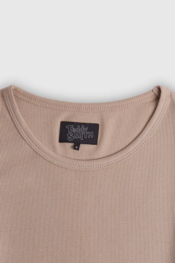 Teddy Smith T-shirt col rond manches courtes T-REMA MC RIB BEIGE Outlet