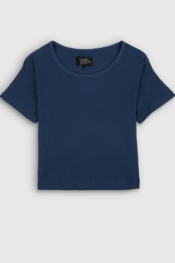 Teddy Smith T-shirt col rond manches courtes T-REMA MC RIB BLUE INK BLUEINK Best