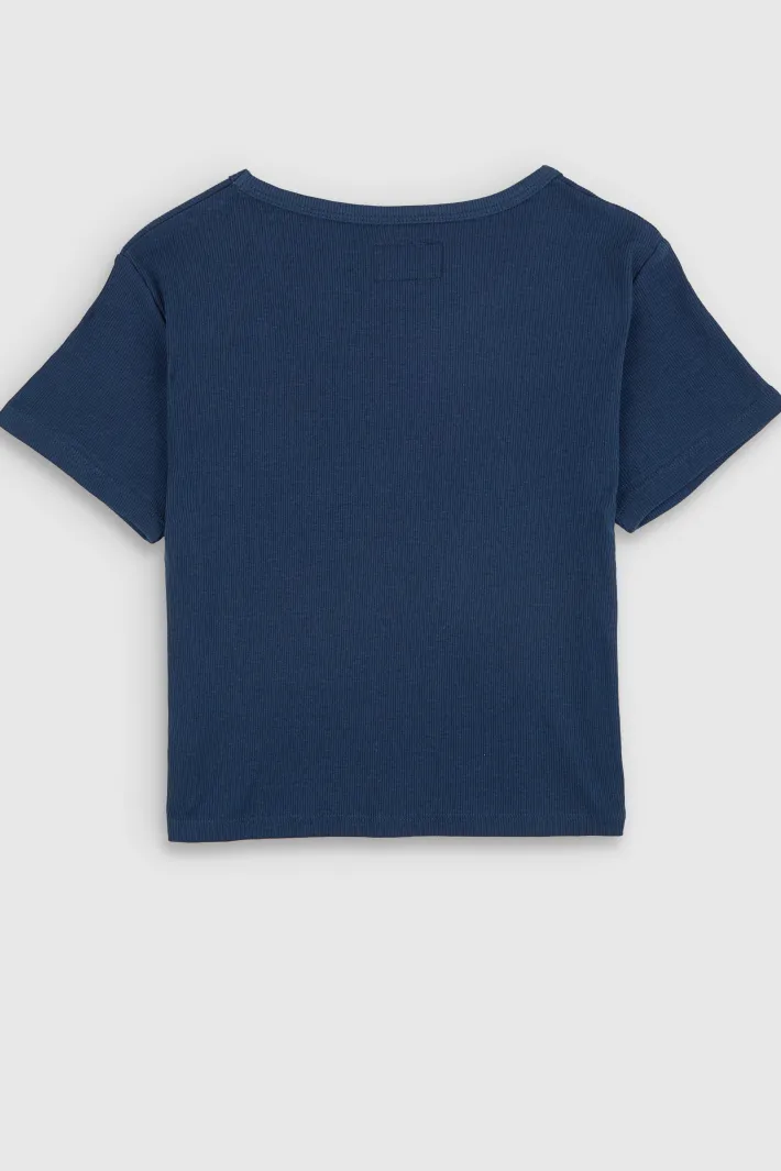 Teddy Smith T-shirt col rond manches courtes T-REMA MC RIB BLUE INK BLUEINK Best