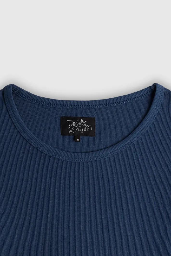 Teddy Smith T-shirt col rond manches courtes T-REMA MC RIB BLUE INK BLUEINK Best