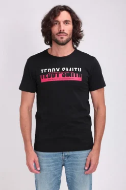 Teddy Smith T-shirt col rond manches courtes T-GORDON MC CHARBON Outlet