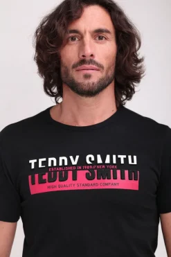 Teddy Smith T-shirt col rond manches courtes T-GORDON MC CHARBON Outlet