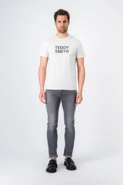 Teddy Smith T-shirt col rond manches longues TICLASS BASIC ML WHITE MELANGE/NAVY WHITEMELANGE/NAVY Sale