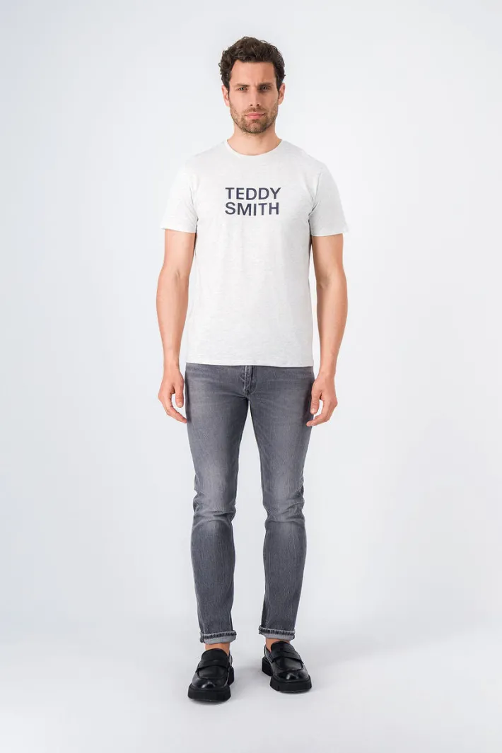 Teddy Smith T-shirt col rond manches longues TICLASS BASIC ML WHITE MELANGE/NAVY WHITEMELANGE/NAVY Sale
