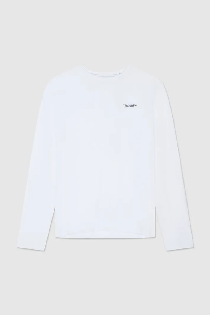 Teddy Smith T-shirt col rond manches longues THE TEE ML BLANC Discount