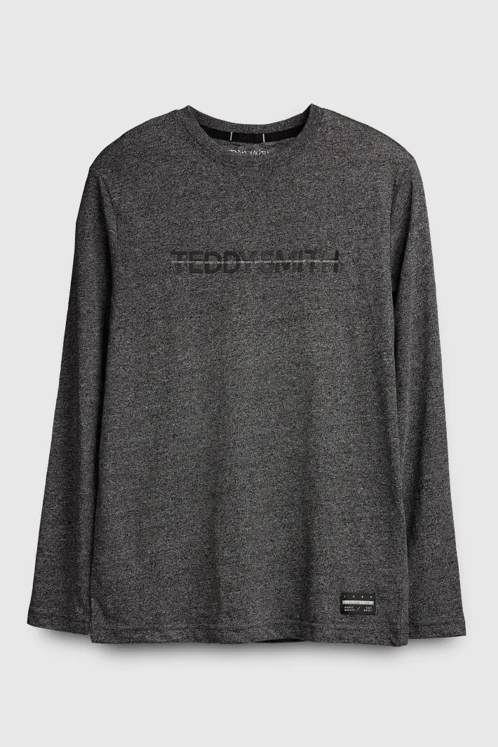 Teddy Smith T-shirt col rond manches longues OSBORN ML MELANGE BLACK Online