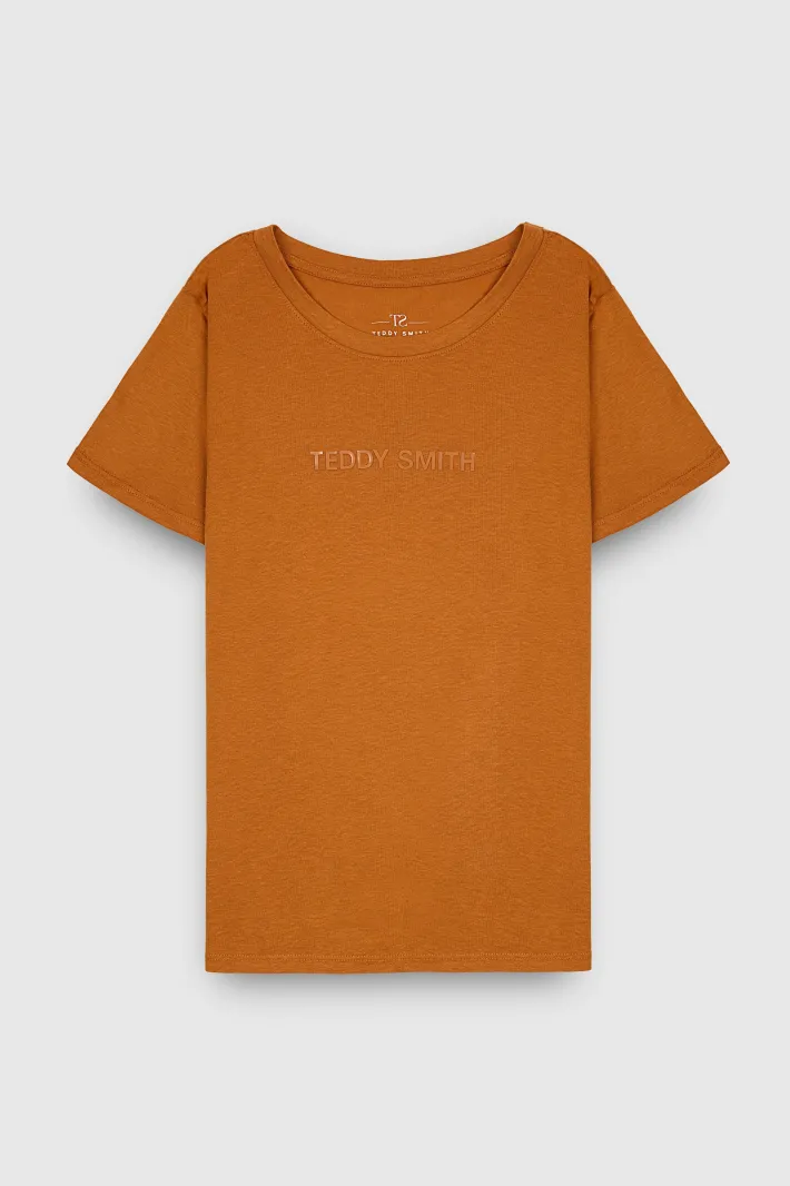 Teddy Smith T-shirt col rond NEW TICIA MC CAMEL WOOD CAMELWOOD Clearance