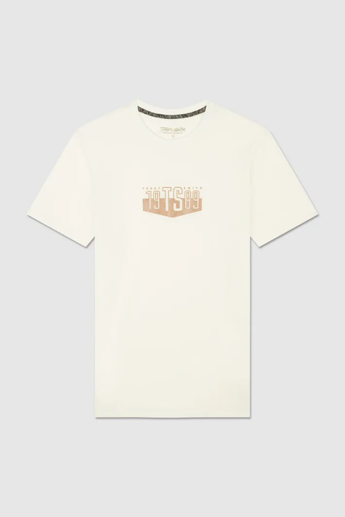 Teddy Smith T-shirt col rond SHAFFER MC MIDDLE WHITE MIDDLEWHITE New