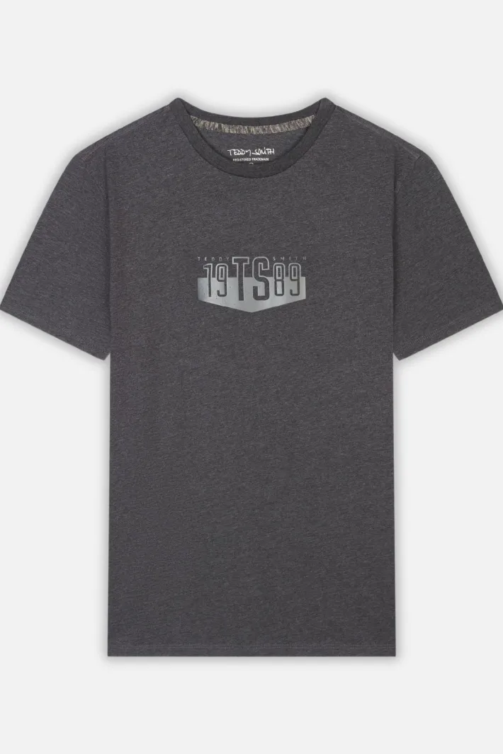 Teddy Smith T-shirt col rond SHAFFER MC MELANGE BLACK MELANGEBLACK Outlet