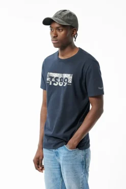Teddy Smith T-shirt col rond T-EZIO 2 TOTAL NAVY/MOTIF 1 TOTALNAVY/MOTIF1 New