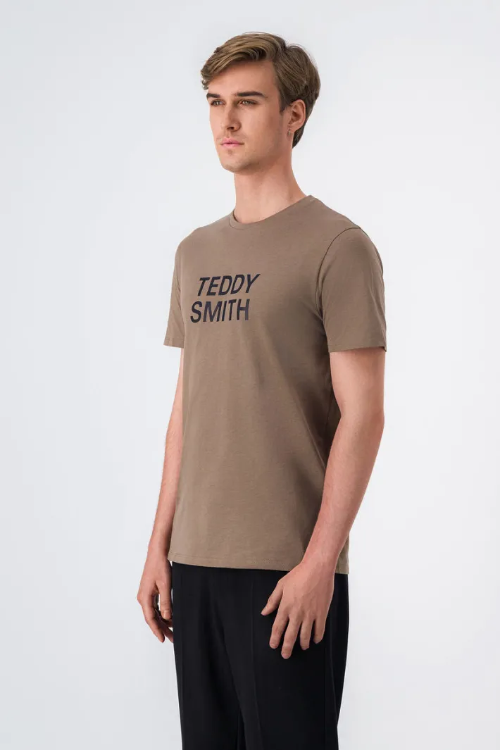 Teddy Smith T-shirt col rond TICLASS BASIC MC CHATAIN Best Sale