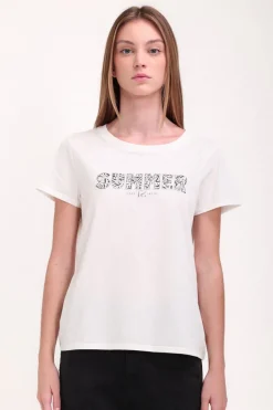 Teddy Smith T-shirt col rond T-LILY MC MIDDLE WHITE Clearance