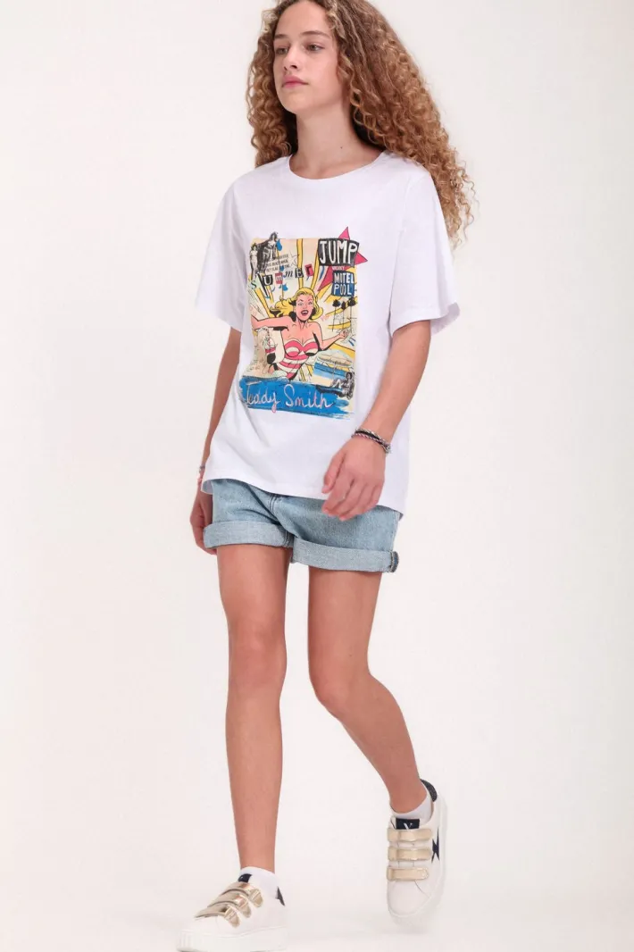 Teddy Smith T-shirt col rond T-MEL MC JR BLANC Sale