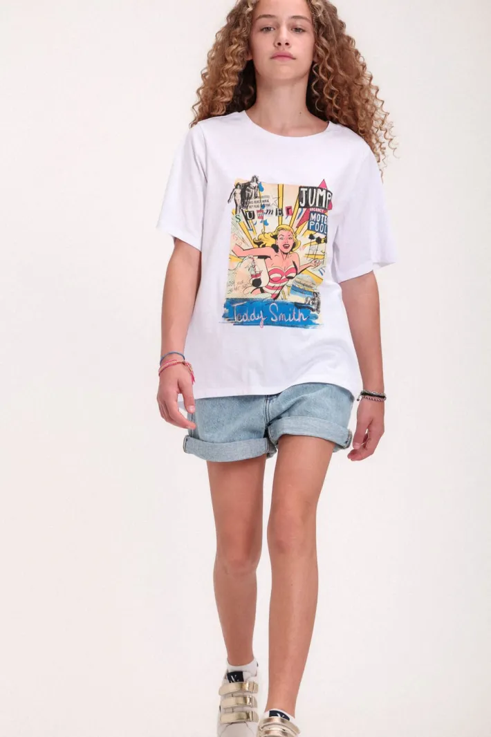 Teddy Smith T-shirt col rond T-MEL MC JR BLANC Sale