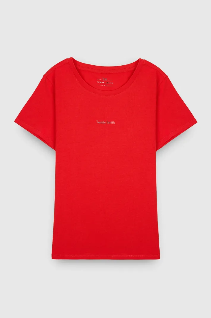 Teddy Smith T-shirt col rond T-RIBELLE MC PUR RED PURRED Shop