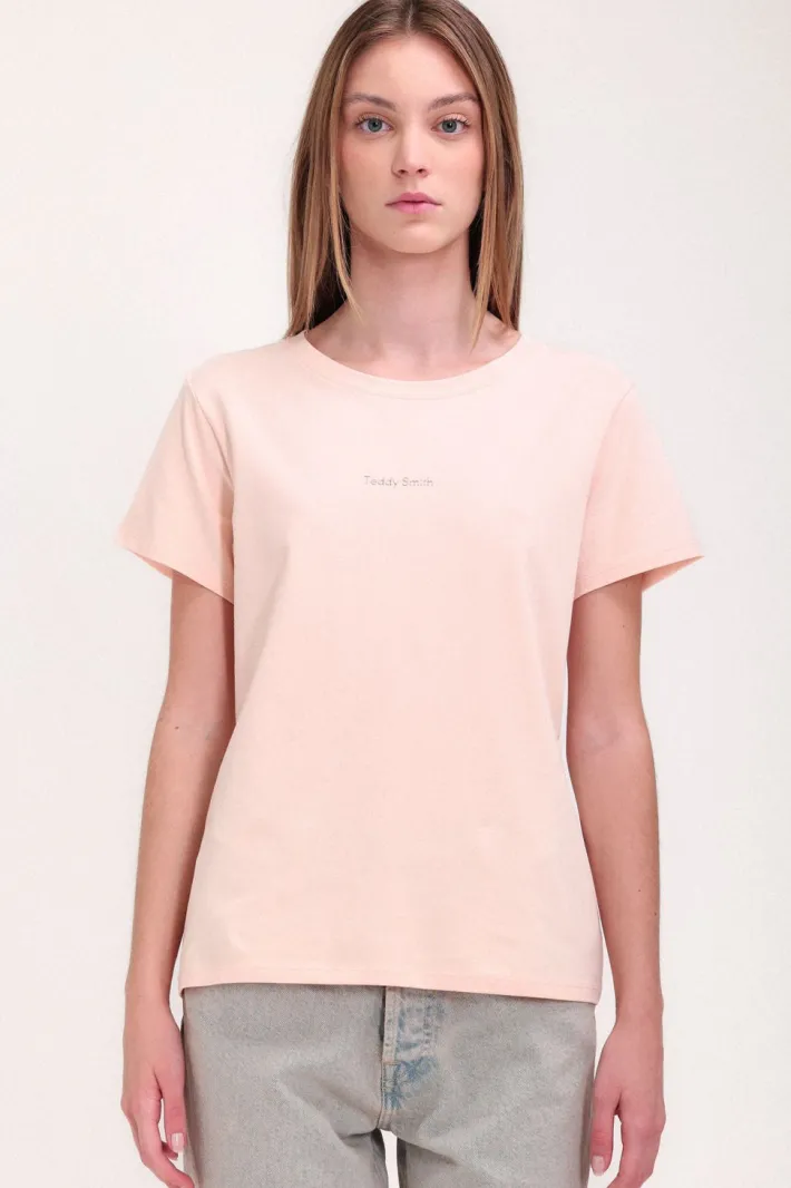Teddy Smith T-shirt col rond T-RIBELLE MC SWEET PEACH SWEETPEACH New